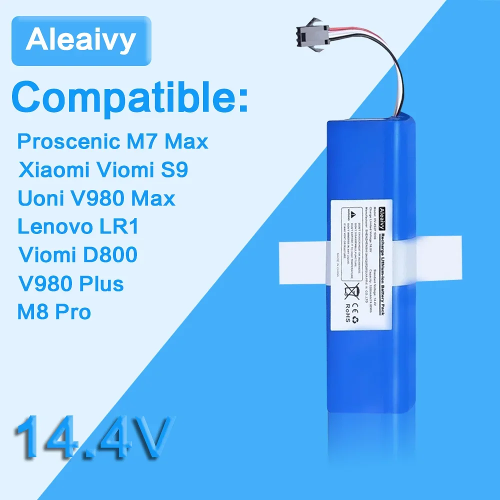 Rechargeable Battery 14.4V 12800mAh For XiaoMi Lydsto R1,Viomi S9,Proscenic M7 Pro,Lenovo LR1 Replacement Li ion Battery Pack