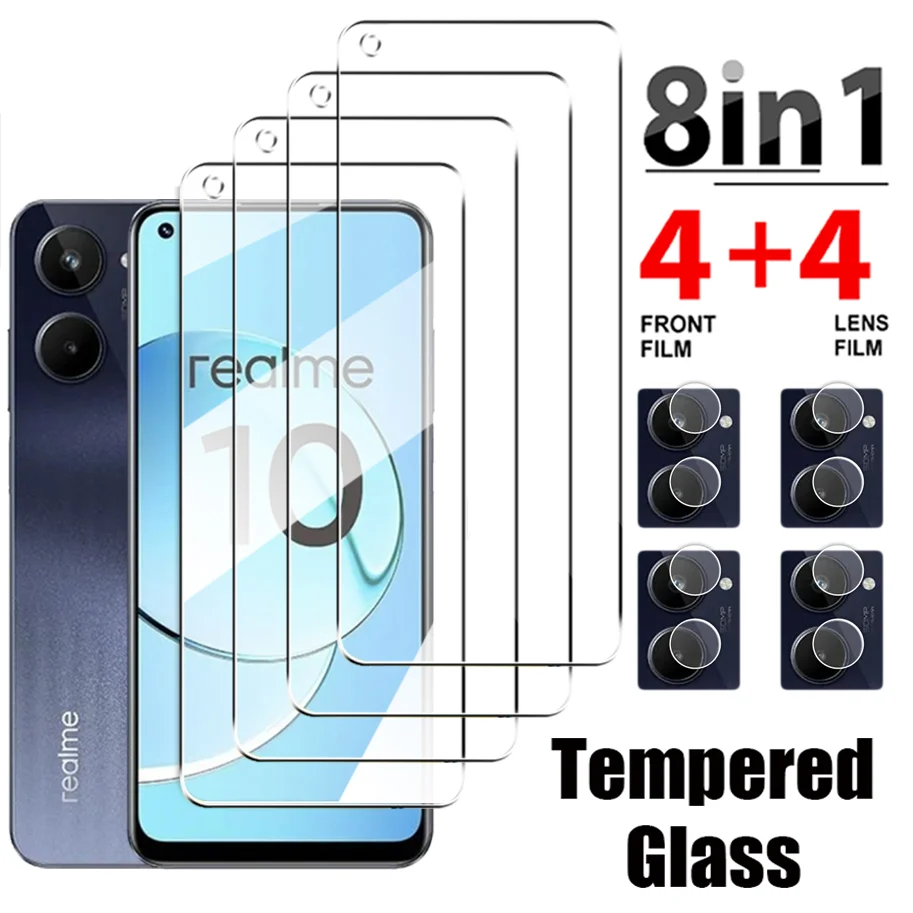 8IN1 Tempered Glass For Realme 10 C55 C21Y C25Y C31 C53 C33 C67 Camera Screen Protector For Realme Narzo 50A 50i 20 Prime Class