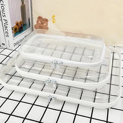 1PC Plastic Zippered Pouch Hard Bins Storage Bins Stackable Waterproof Zippered Hard Pouch Clear Hard Shell Zipper Case