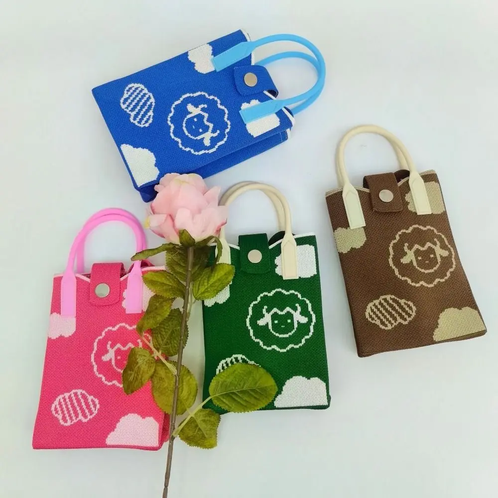 

Mini Shoulder Bag Cute Cartoon Mobile Phone Bag Student Messenger Bag Knitted Handbag Key Holder Lipsticks Pouch