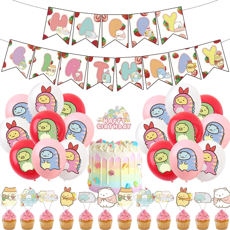 Eliminating game Sumikko gurashi Birthday Party Decoration Latex Balloon 32 inch number Backdrop Banner Cake Topper Baby Shower image 2
