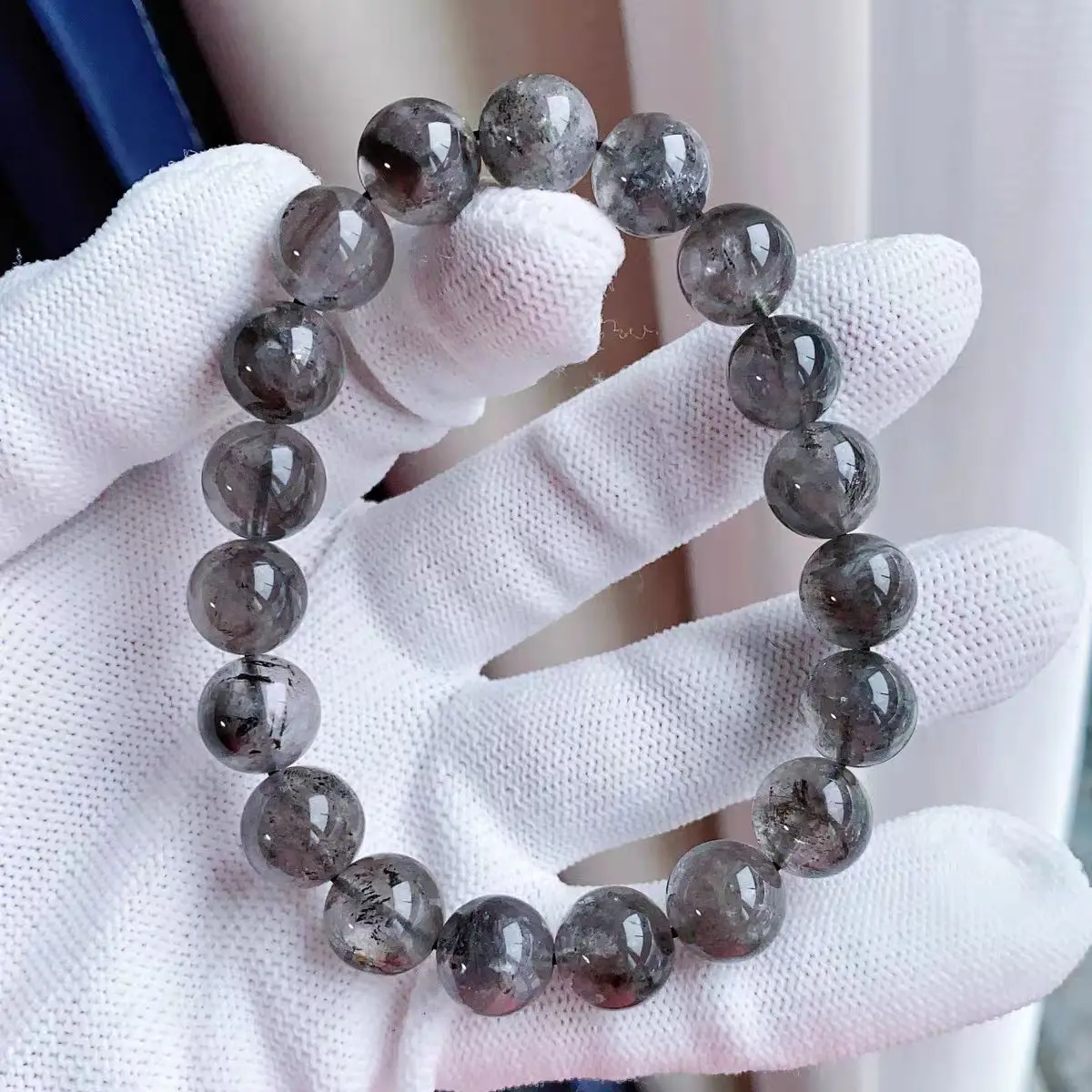 

10mm pure natural black crystal bracelet ice-transparent shiny men and women's crystal bracelet
