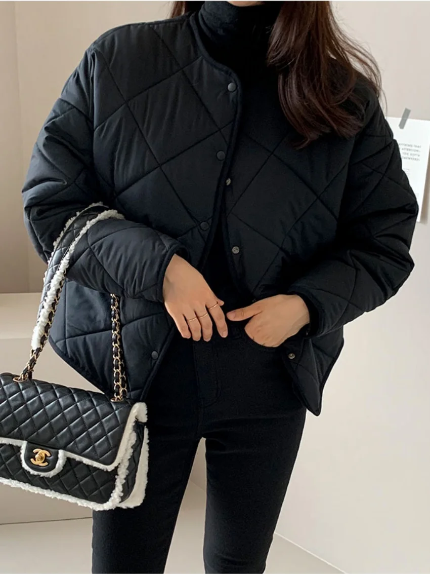 Alien Kitty Plush Women Jackets Women Cotton Padded Winter Vintage Casual New Loose Warm Minimalist Elegant Office Lady Parkas