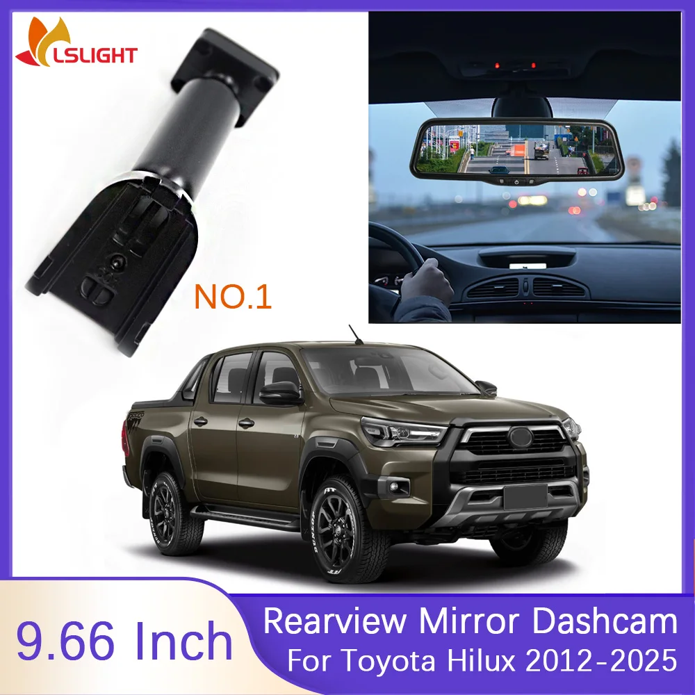 For Toyota Hilux 2012-2025 9.66 Inch Rearview Mirror Monitor Dashcam HD 1080P Support AHD CVBS Signal With Original Bracket