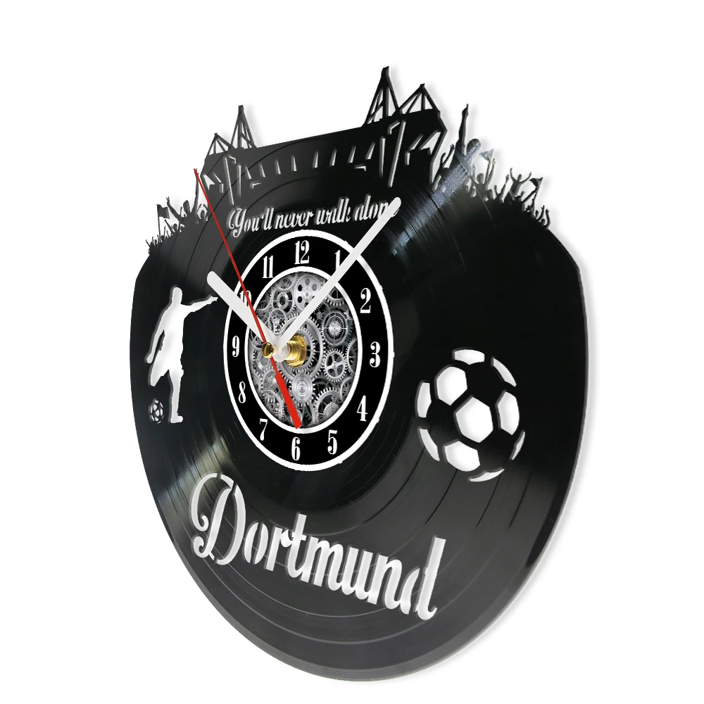 Dortmund Skyline Vinyl Record Wall Clock For Football Fans Room Germany Cityscape Home Decor Watch Retro Music Album Wall Clock