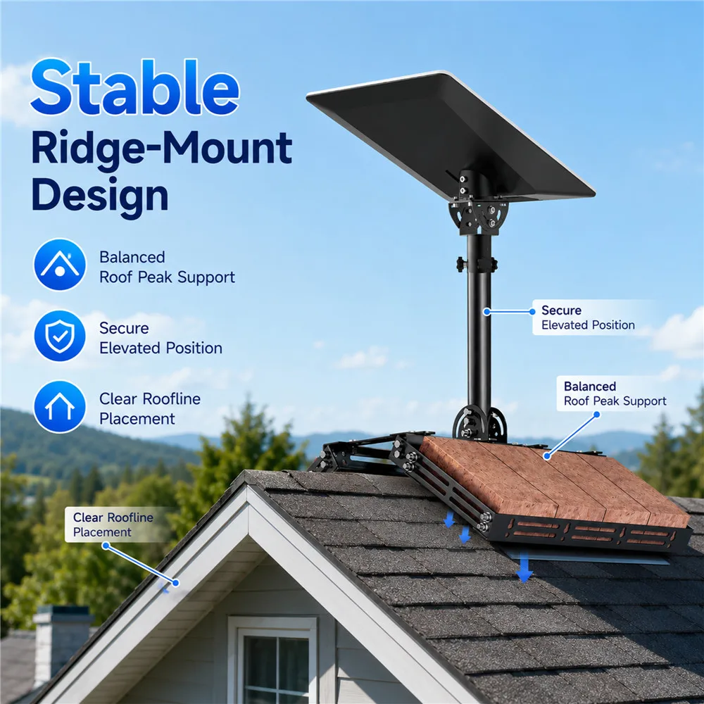 For Starlink V5 Ridge Mount Support,160° Tilt Adjustable Heavy-Duty Metal Kit with Pipe Adapter,Star-link Gen 5 Install Bracket