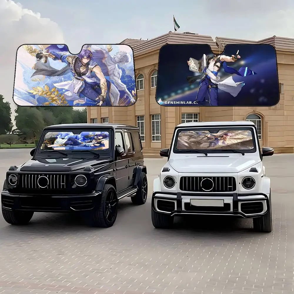 

Honkai Star Rail Dr. Ratio Colorful Sunshade Windscreen Fold-up Car Front Windshield 70x130cm Car Window Windscreen Cover