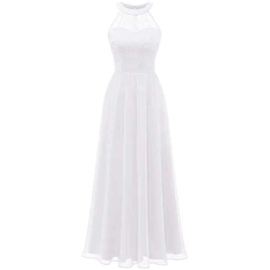 

Wedtrend Women's Formal Dress, Halter Long Prom Dress Floral Lace Bridesmaid Dresses