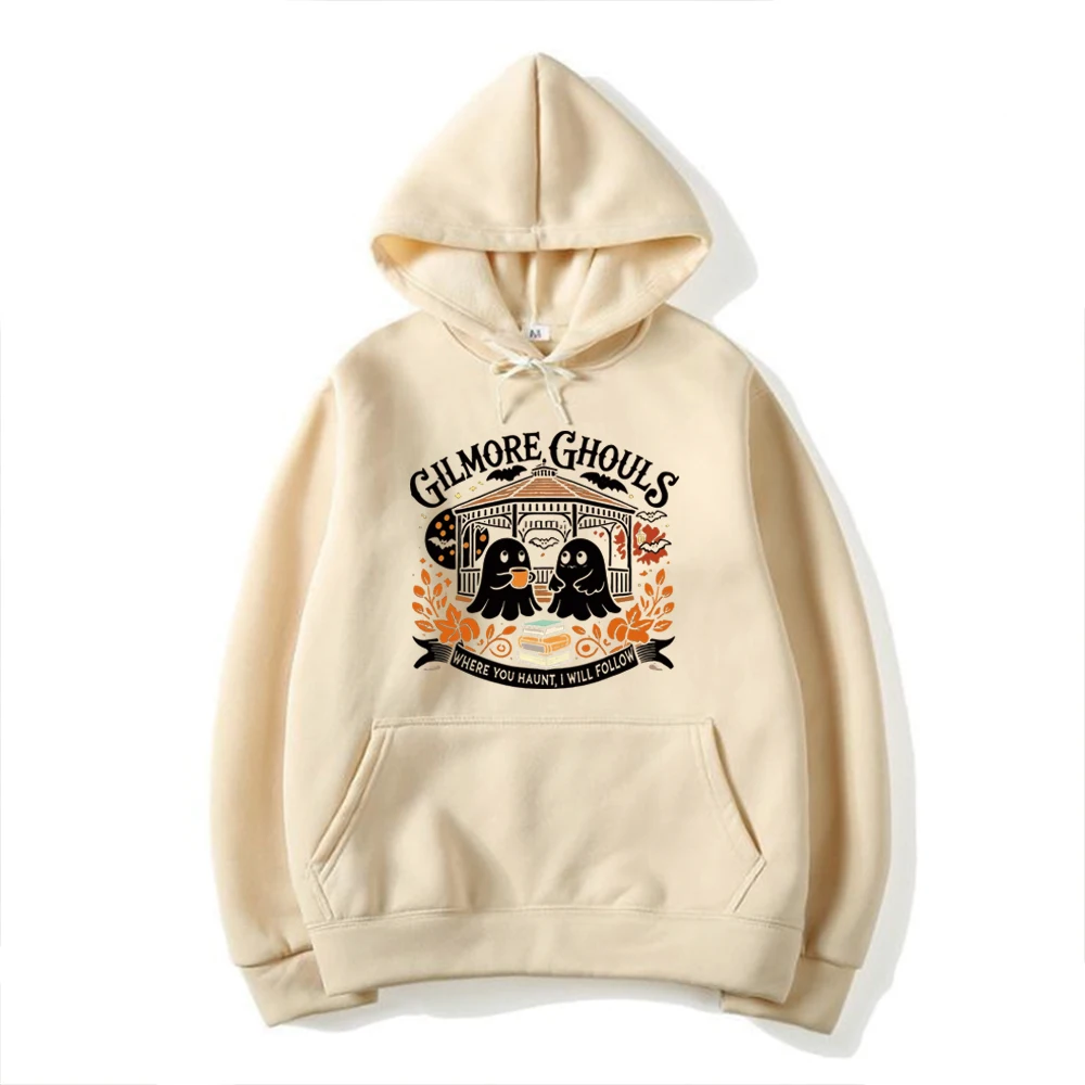 Felpa con cappuccio Gilmore Ghouls Parodia fantasma Felpa con cappuccio Halloween Pullover autunnale Camicia di Halloween Felpe con cappuccio a maniche lunghe invernali da donna