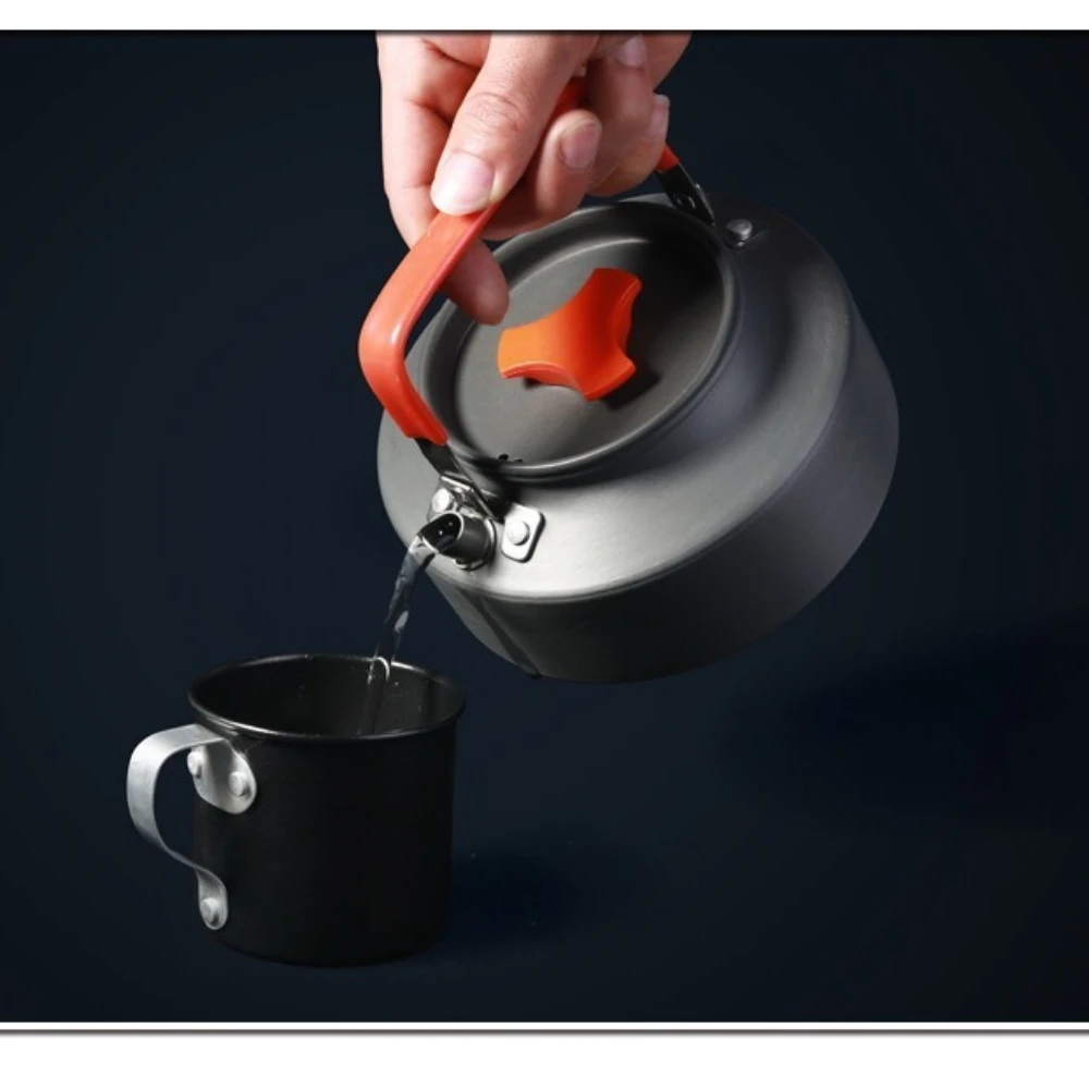 

Походный чайник из твердого алюминиевого сплава, набор для кемпинга, кофейник 1.1 л