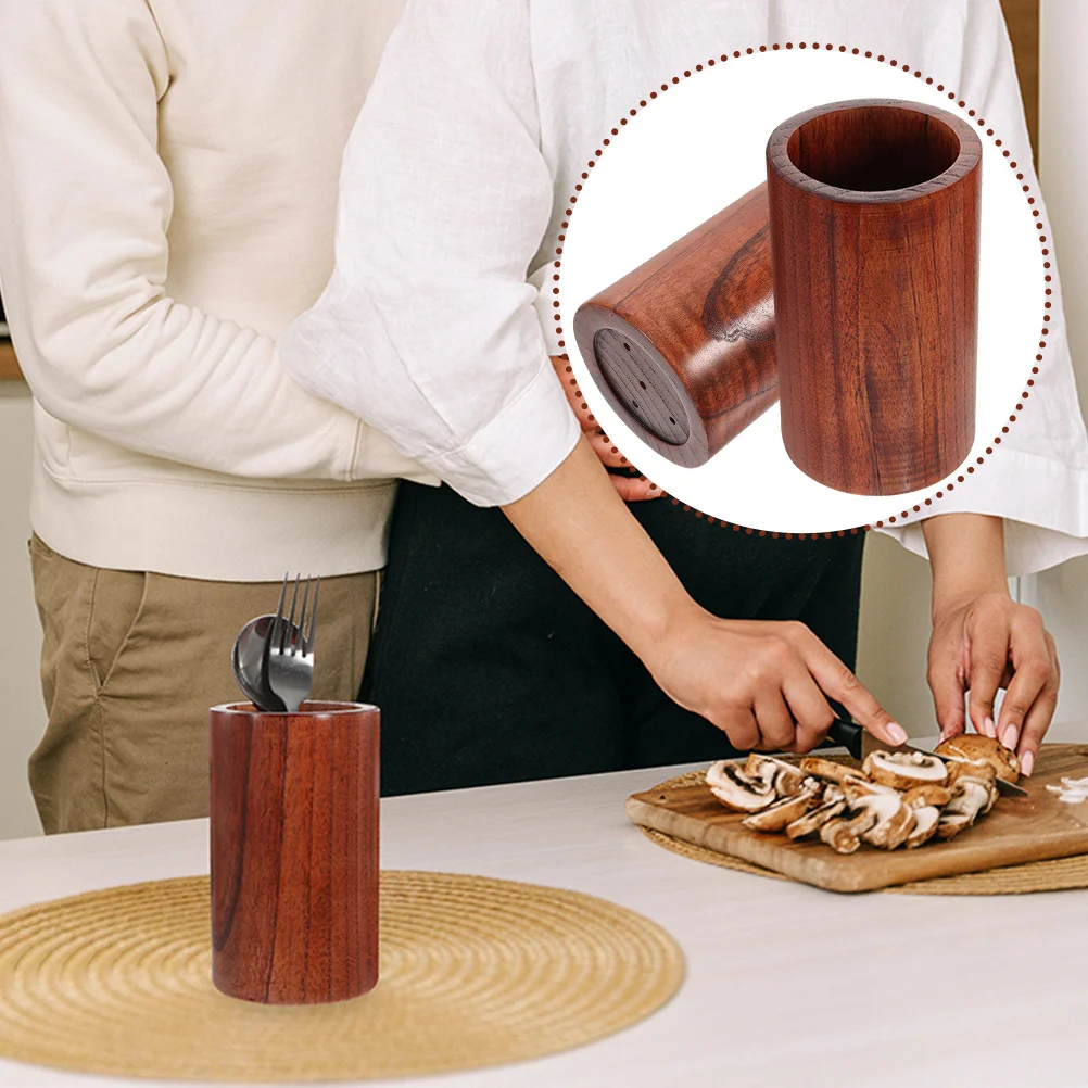 

2Pcs Acid Zizyphus Wood Utensil Holder Compact Wooden Cutlery Organizer for Kitchen Dining Table Storage Chopsticks Container