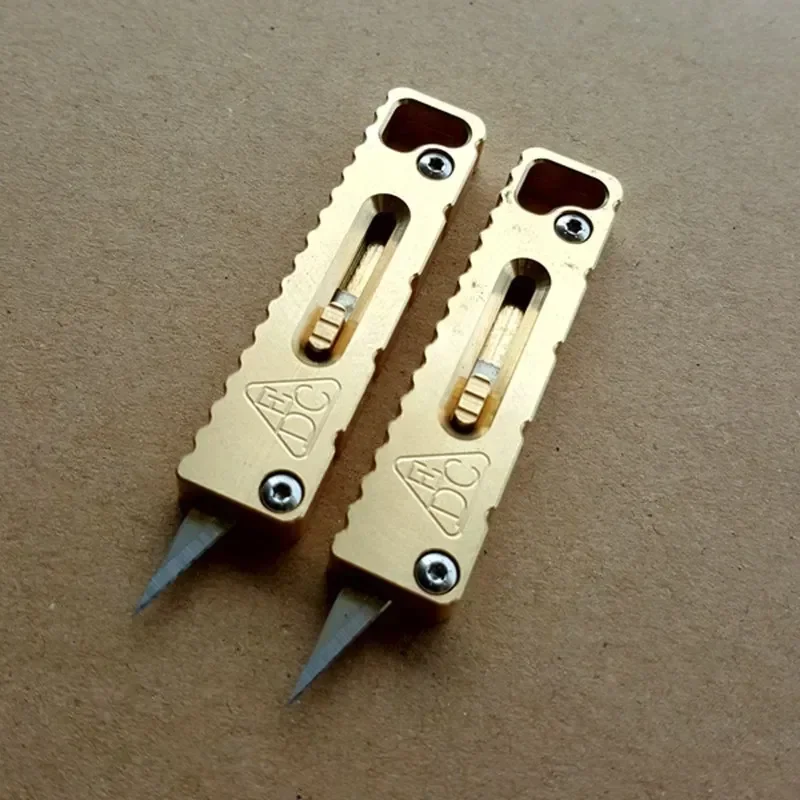 EDC Brass Copper Mini Key Knife Small Utility Knife Cutter Unpacking Camping Pocket Outdoor Tools Keychain