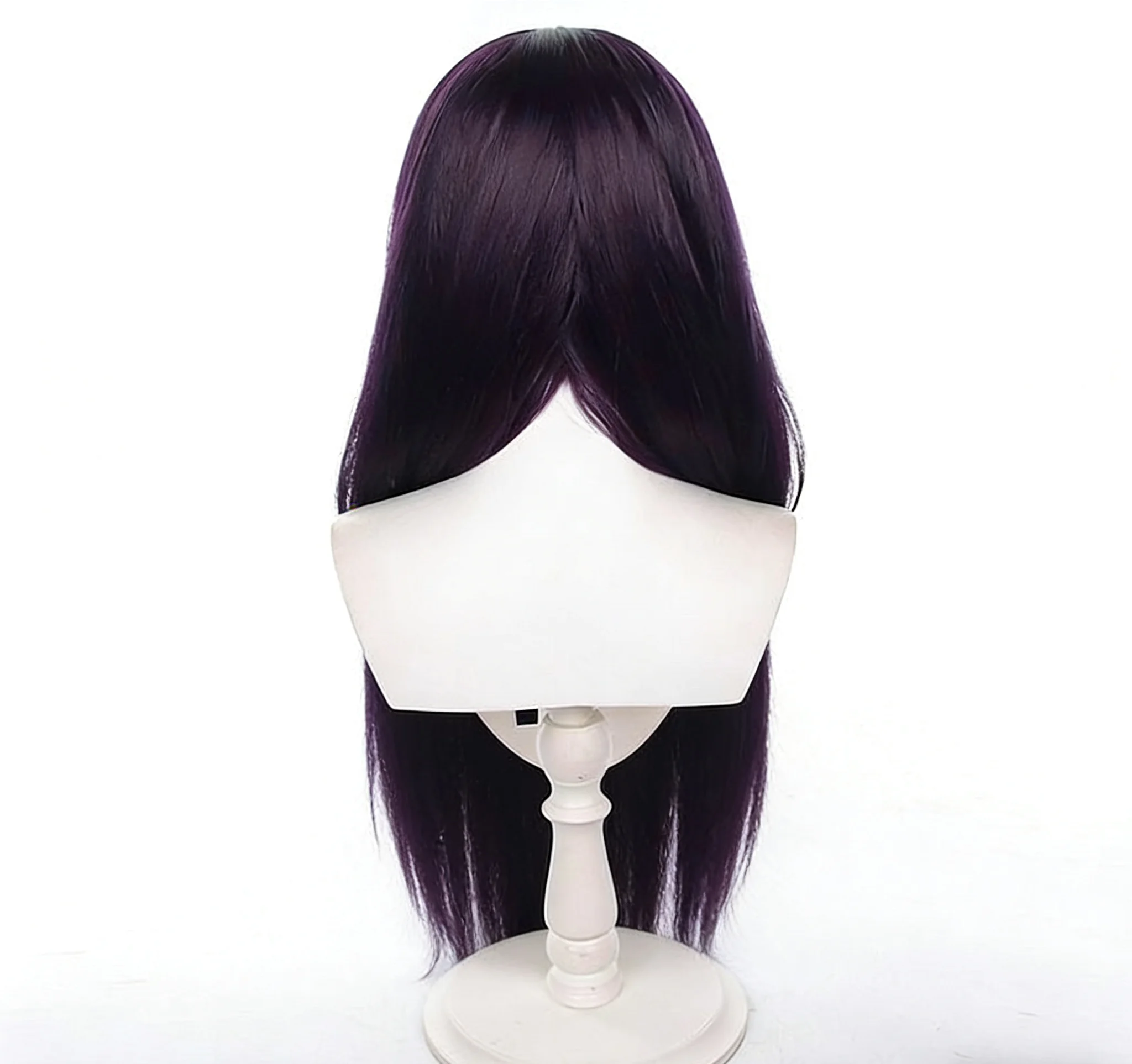 Ange Cosplay Wig Dark Purple Long Hair Headwear Wig Red Strap Wig Suitable for Parties and Gatherings