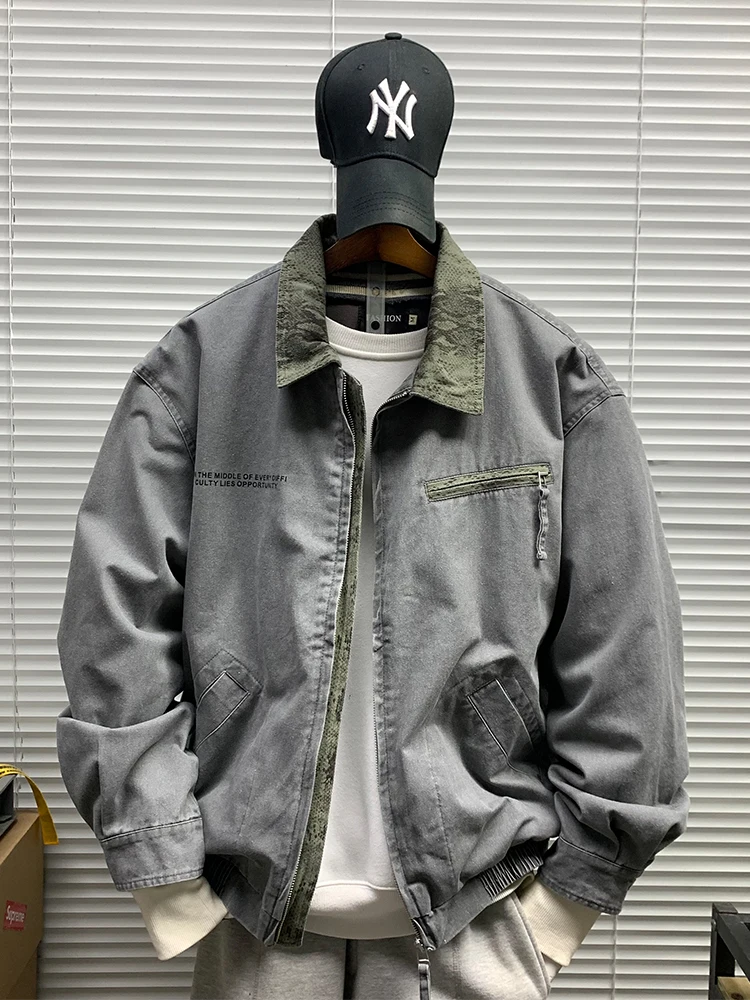 

American High Street Casual Men's Jaet Spring Autumn New Sle Detroit Workwear Versatile Cool Trendy Collar Coat