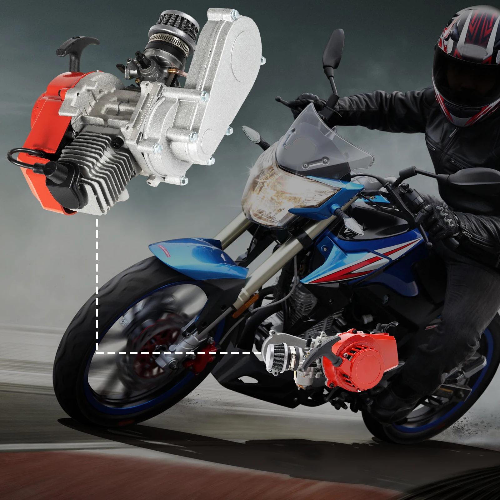 

Двигатель 49CC 50CC, 2-тактный, мощный, одноцилиндровый, с ручным стартером и электронным зажиганием, для мини-мотоциклов, питбайков, квадроциклов