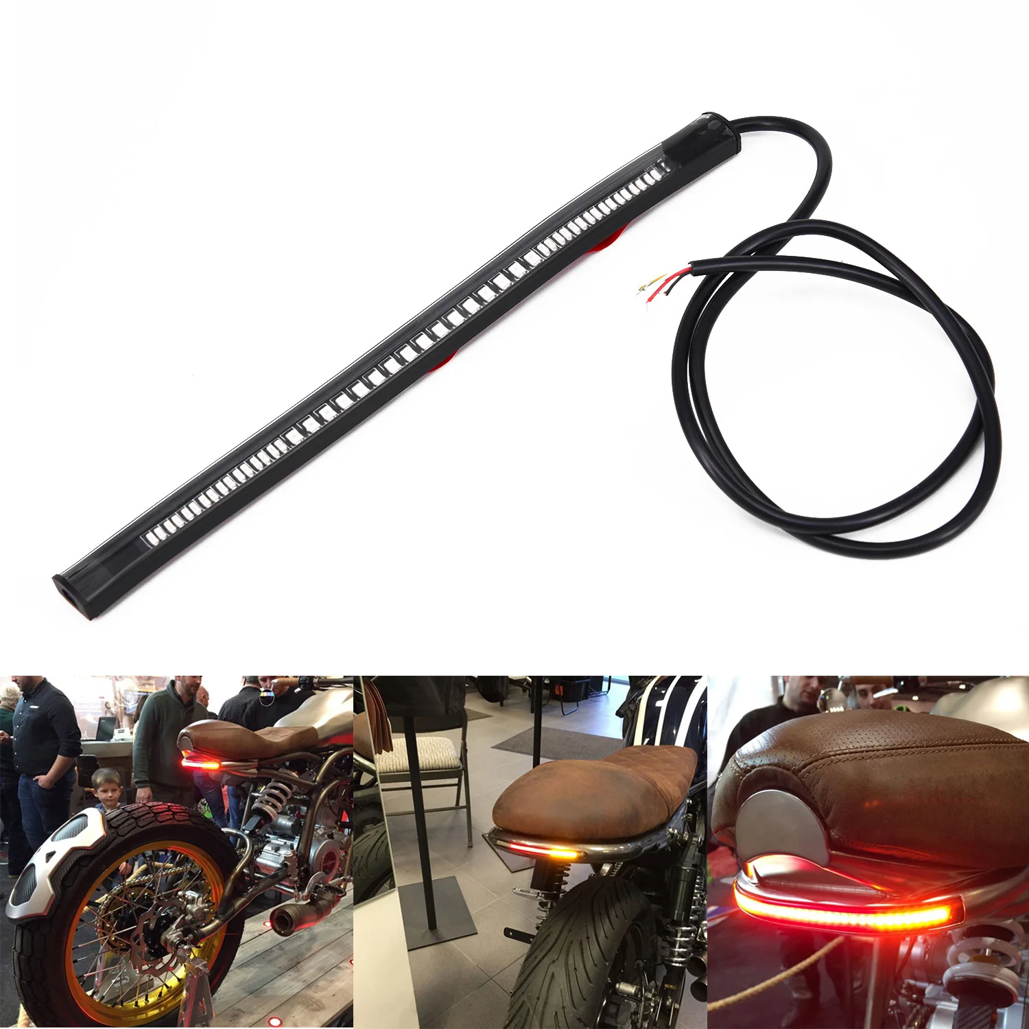 Motorcycle License Plate Light Strip DC 12V Rubber Plastic Red For Brake Light Running Light Amber For Turn Signal Light