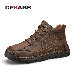 DEKABR Winter Warm Men Boots Leather Outdoor Comfortable Boots Handmade Ankle Boots Business Boots Size 38-48