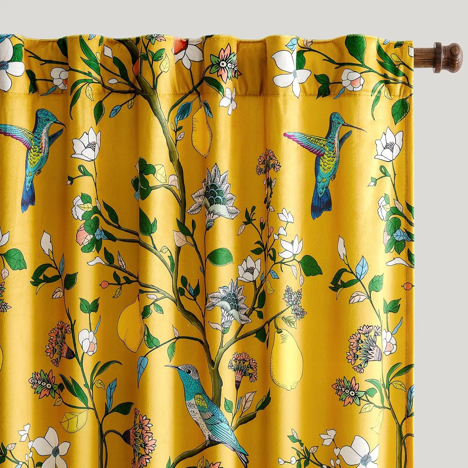 

Velvet Curtains 102 inch for Living Room, Floral Botanical Blackout Drapes, 2 Panels