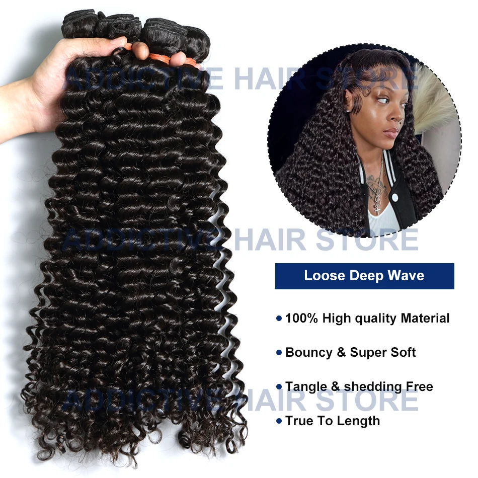 30 32 Inch Loose Deep Wave Human Hair Weaves Bundles 3 4 Bundles Raw Hair Extensions Brazilian Curly Double Weft Wholesale