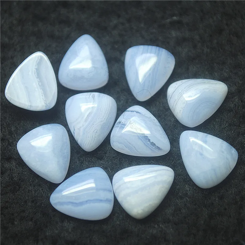 8PCS Nature Blue Agate Cabochons 11X13MM Triangle Shape DIY Jewelry Accessoreis Natural Semi Precious Beads Cabs Free Shippings