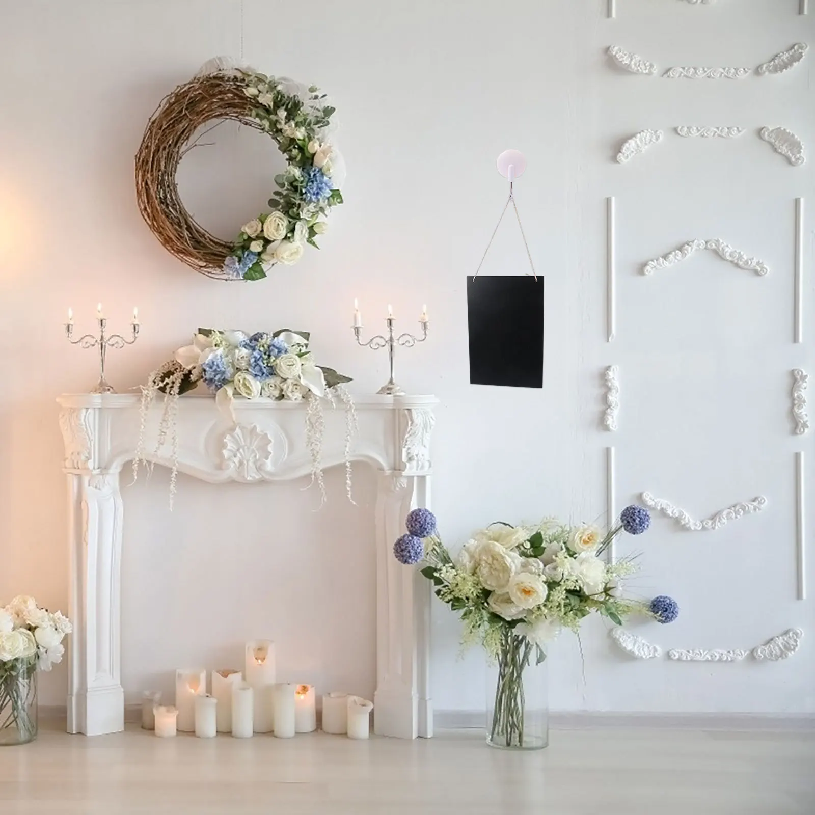 لافتة سبورة خشبية لحفلات الزفاف على الوجهين، سبورة معلقة بدون إطار، لوحة رسائل ريفية، ديكور جدار المطبخ باللون الأسود #5