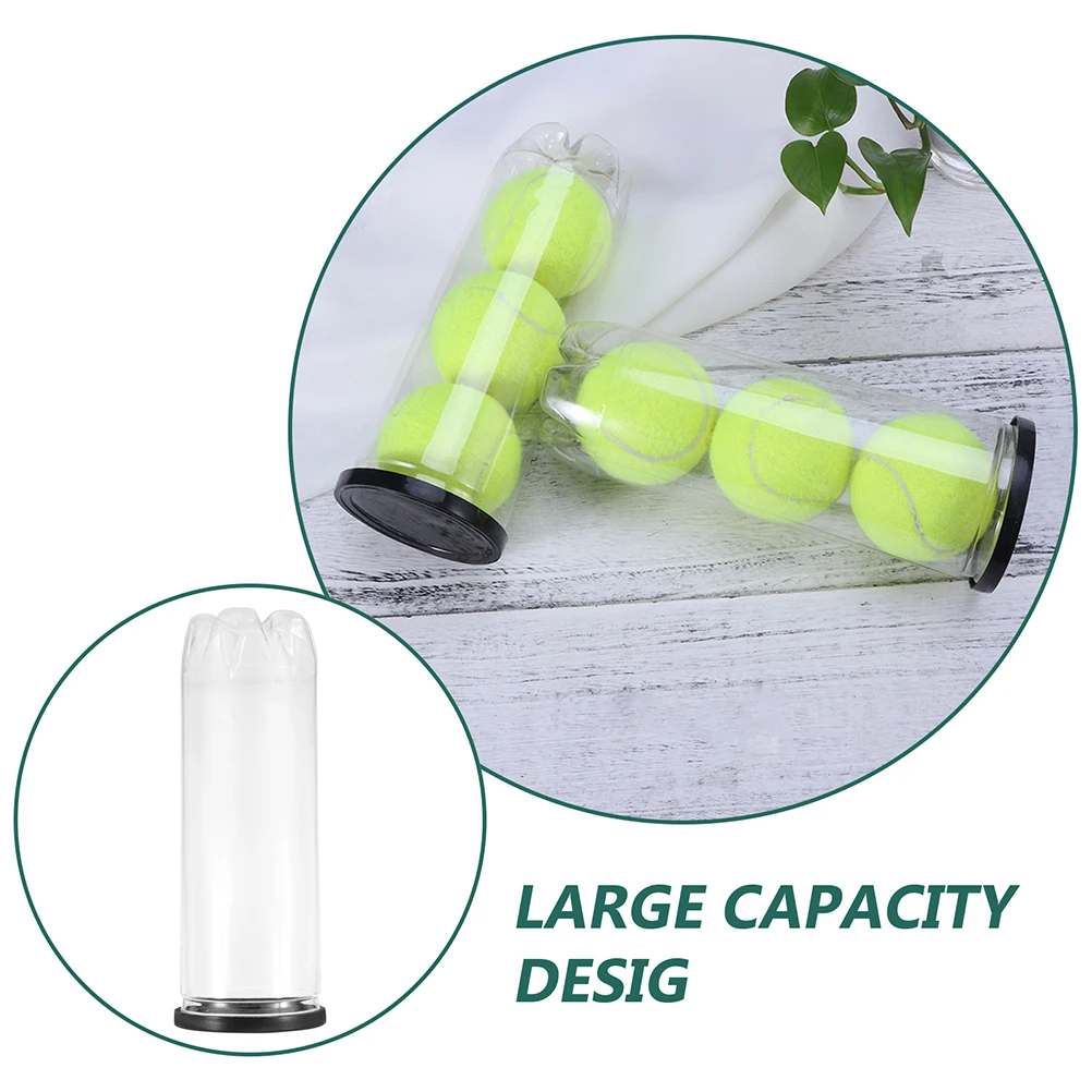 

2 Pcs PVC Cylinder Holder Transparent Storage Container Portable ganizer Rack for Tennis Table Tennis Badminton Black Lid