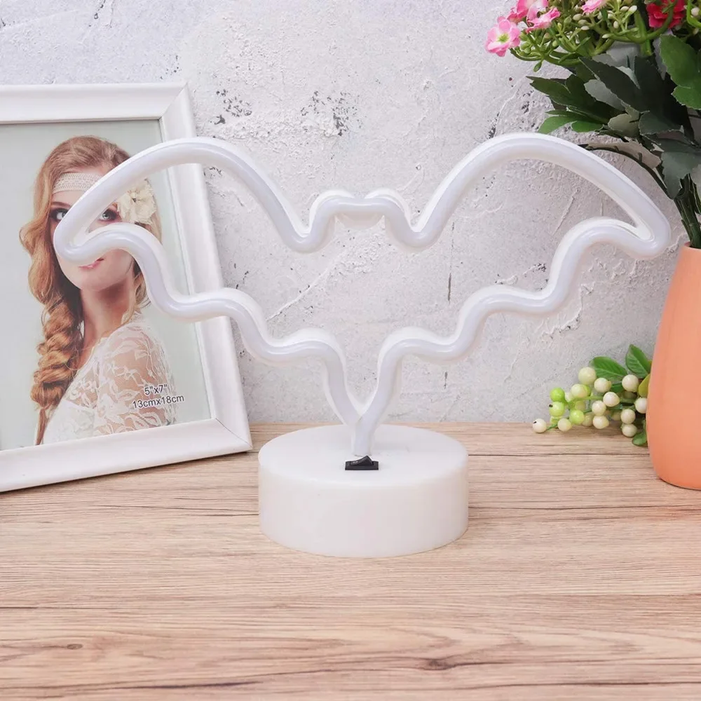 Lampu tanda Neon bentuk kelelawar warna-warni lampu Neon LED dasar kamar anak Bar Malam pesta Halloween liburan Natal pernikahan dekorasi dinding rumah