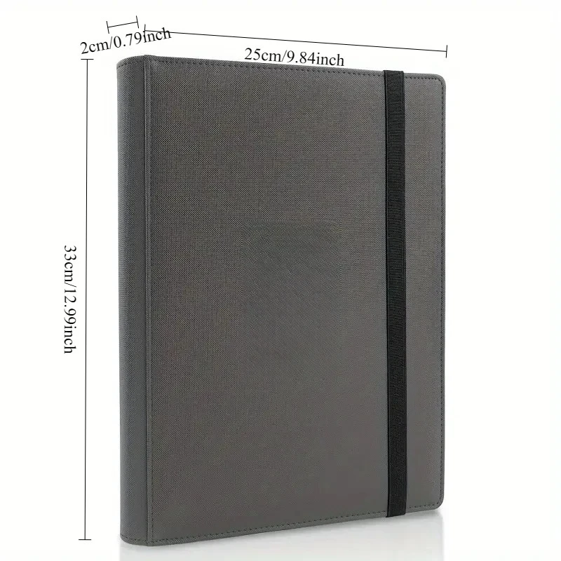 Carpeta de 9 bolsillos para tarjetas, soporte para tarjetas comerciales, carpeta con cremallera de cubierta de PU Premium para tarjetas, pliegue de tarjetas de carga lateral duradero, 1 Uds.