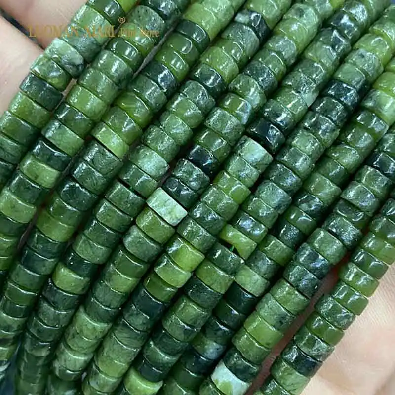 

Rondelle Natural Stone Green Southern Jade 3x6MM Flat Round Spacer Beads for Jewelry Making DIY Bracelet Charms Accessories