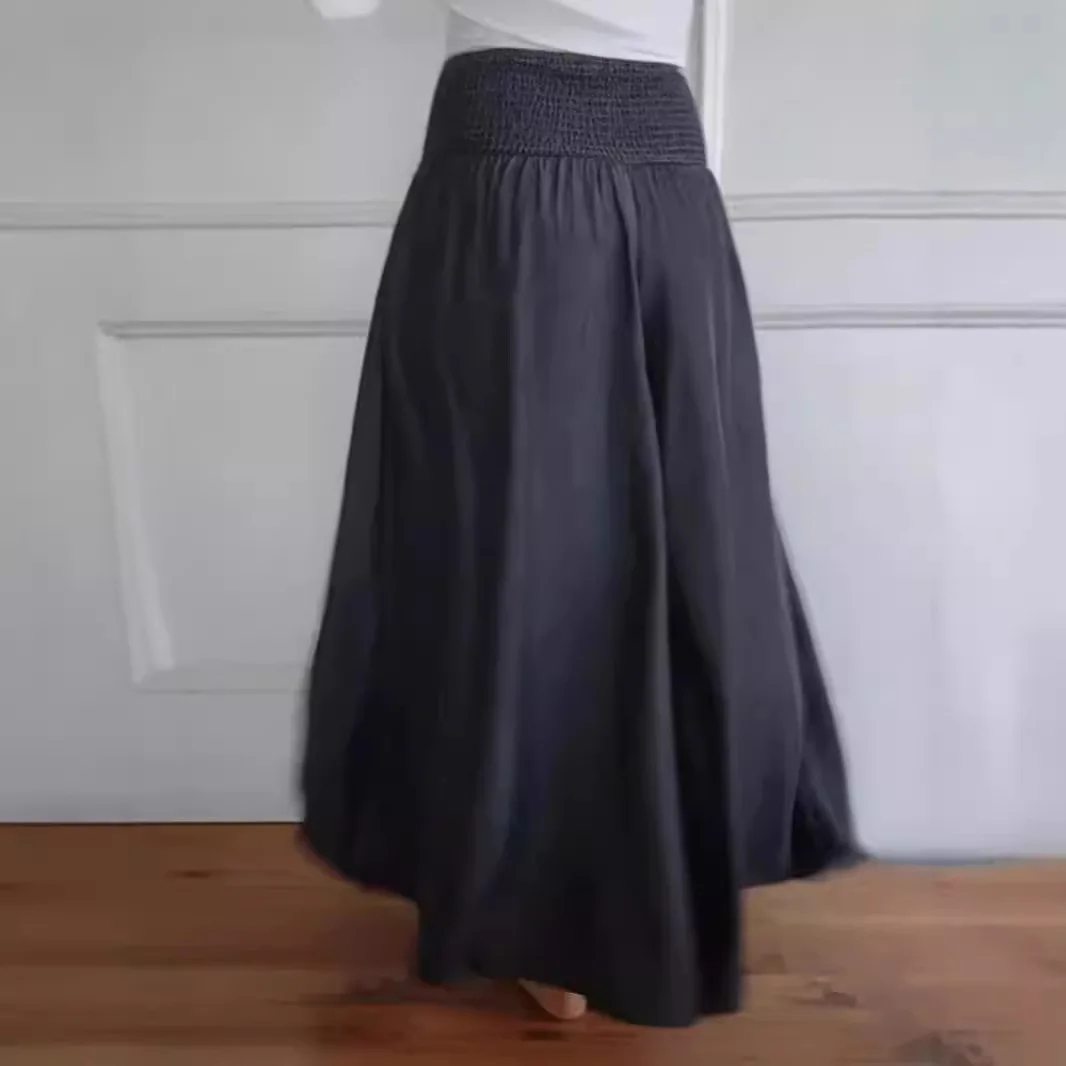 Women's Fashion Casual Play Wide Leg Elastic Belt Wide Pants Culottes