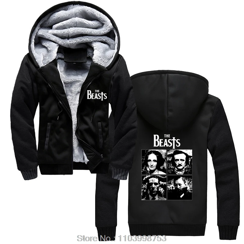 Mary Shelley Edgar Allen Poe H.P. Lovecraft And Bram Stoker Winter Hoodie The Beasts Horror Writers Unisex coats zip up Jacket