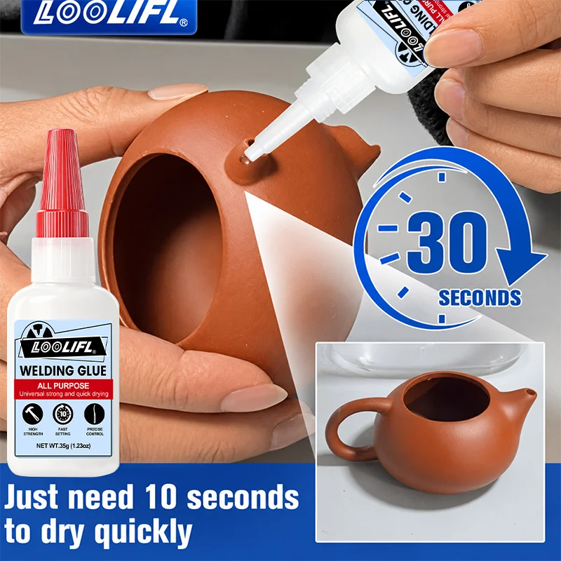 Loolifl Welding Glue, All-Purpose Instant Strong Adhesive, Stronger Than Welding, High-Strength Transparent Quick-Drying Adhesive, Precise Control with One Drop, Can Repair Metal, Plastic, Wood, Ceramic, Glass, Shoes,