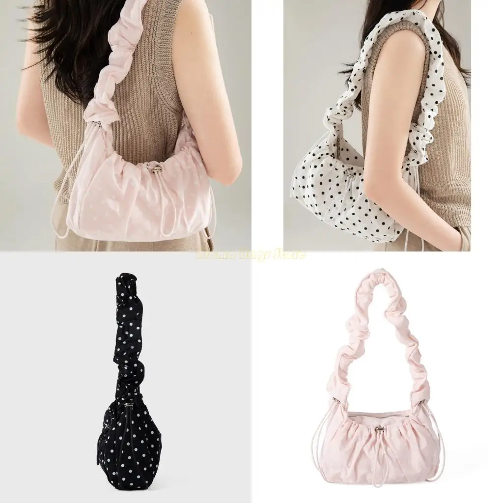

X90D Simple Armpit Bag for Women Korean Styles Shoulder Bag Polkas Dot Crossbody Bag