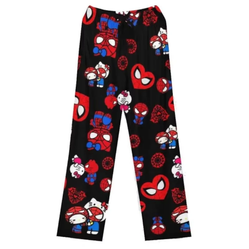 26-27 New Product Sanrio Hello Kitty Women's Flannel Pants Y2K Sweet and Cool Girl Style, Loose Straight Leg Wide Leg Version