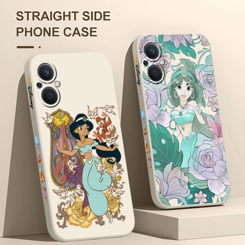 Aladdin Jasmine Princess Phone Case For OPPO Find X5 X3 X2 Lite Pro Neo A5 A53 A94 4G 5G Liquid Left Rope Soft Cover