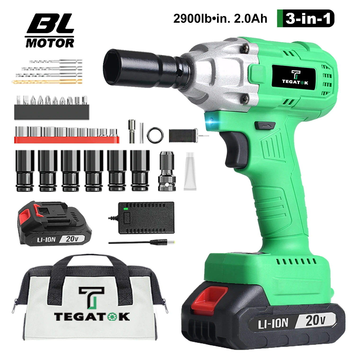 Tegatok Cordless Impact Wrench High Torque,430NM,1/2