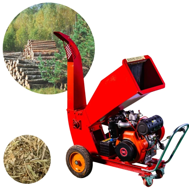 Wood Chipper Shredder Machine With 15HP Engine Tree Branch 120mm Chipper Farm Wood Crusher In Factory Price