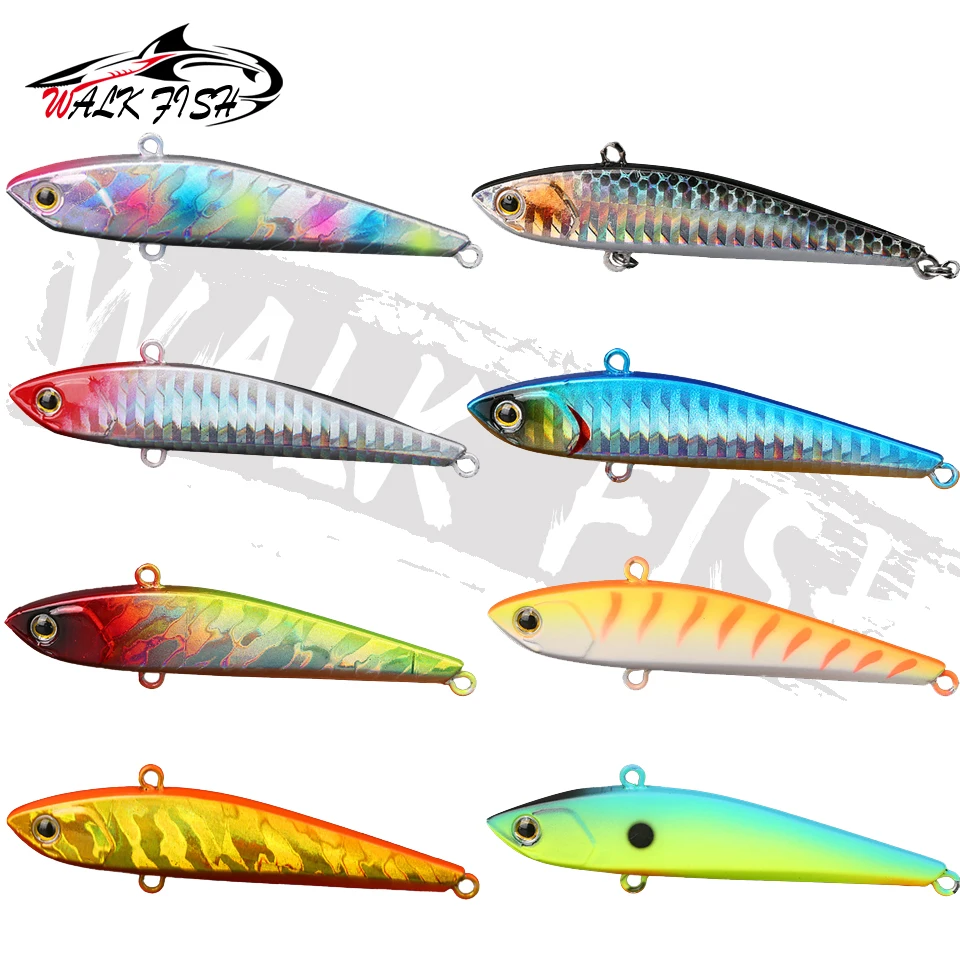 WALK Fish 1PCS Winter Bass VIB Fishing Lures Mini Slight 75mm 15g Sinking Vibration Hard Ice Baits Pike Wobblers Pesca
