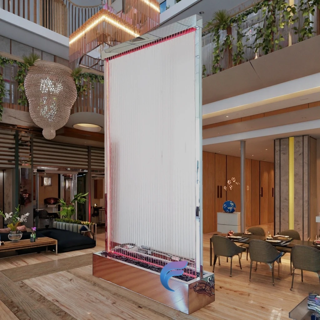 

Customization.Indoor Floor Standing Type Linear Fountain with Changing Color Light for Home Decoration