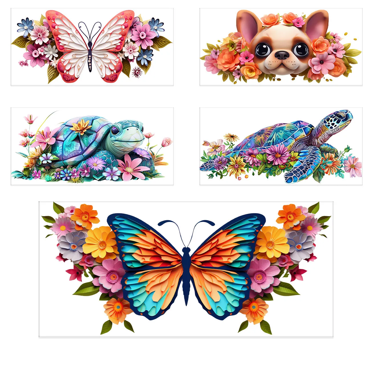 Multicolored Animals Theme 3D UV DTF Cup Wrap Sticker for 16oz DIY Washable Butterfly Transfer 3D Sticker