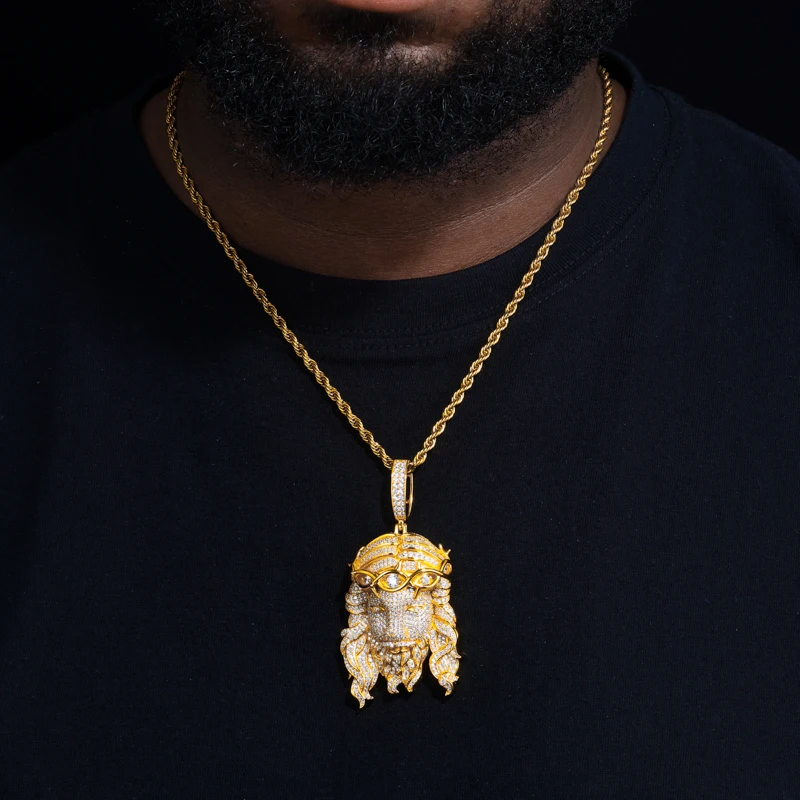 TUHE Unisex High Quality D VVS Moissanite Iced Out Pendants Jesus For Men Hip Hop Jewelry
