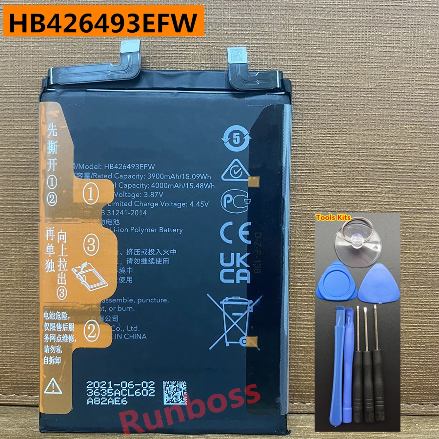 Original 4000mAh HB426493EFW Battery For Huawei Honor 50se 50 se JLH-AN00,Hi Nova9 Nova 9 SE FIO-BD00,Nova 10 NCO-AL00 Phone