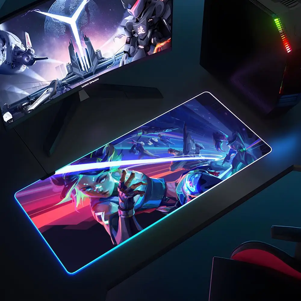 Gaming V-valorant Mouse Pad RGB Luminous 900x400x3mm Thickened  Large Table Pad Encrypted Anti Skid Super Large Mouse Pad