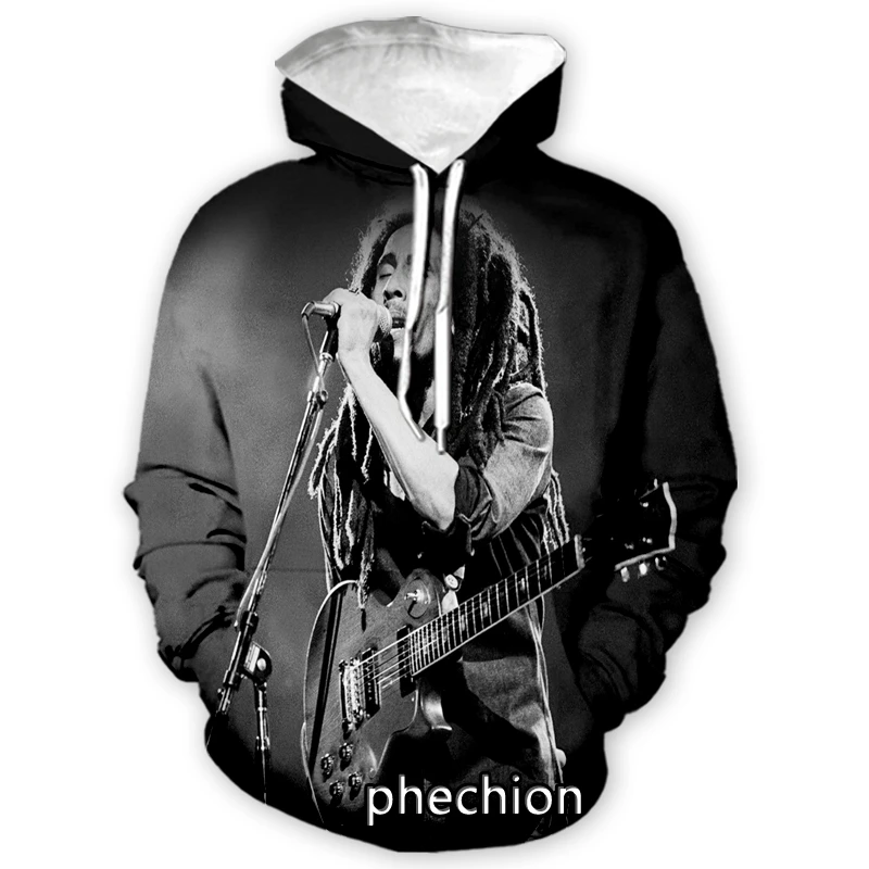 

phechion New Fashion Men/Women Bob Marley 3D Print Long Sleeve Hoodies Casual Hoodies Men Loose Sporting Pullover A101