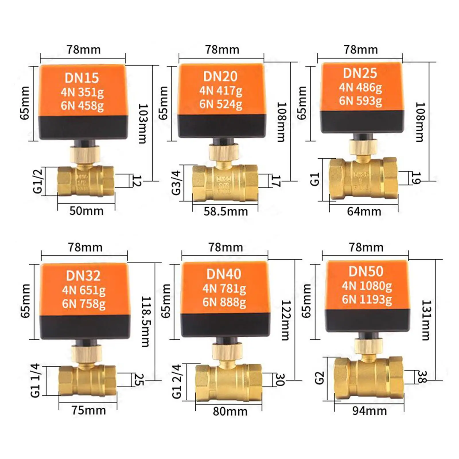 2 Way 3 Wire Brass Motorized Ball Valve Electrical Valve for Air Conditioner