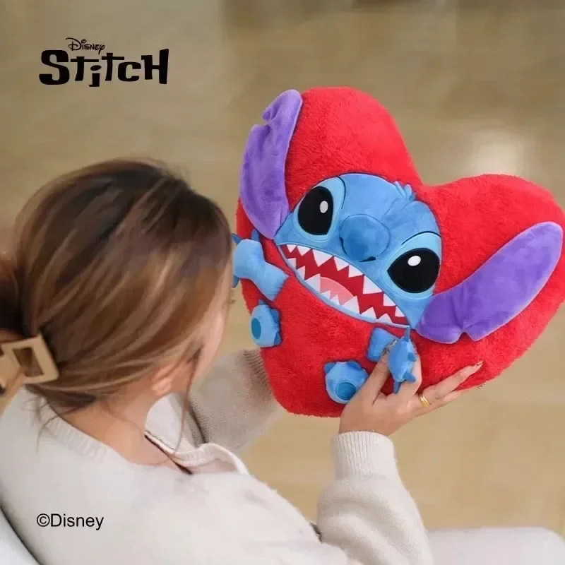 

Stitch Love Plush Pillow Doll Disney Soft Cartoon Trendy Home Cushions Lumbar Pillow Kawaii Romantic Girl Valentine'S Day Gift