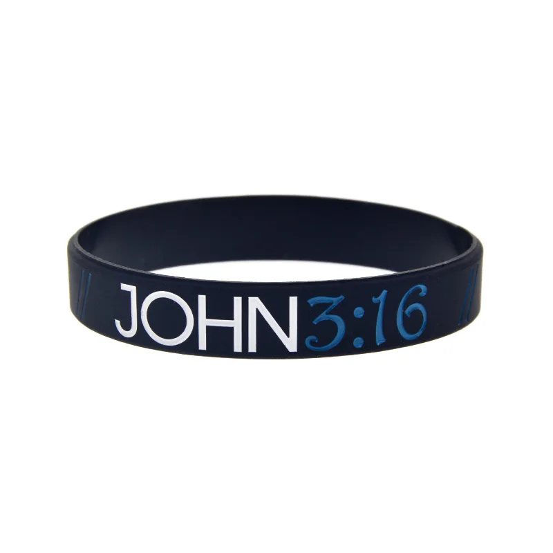 1 Stück/4 Stück Silikon-Armband mit Bibelversen 1:9 3:16 40:31 12:2 Jesus-Armbänder Unisex-Armreif – Detail 4