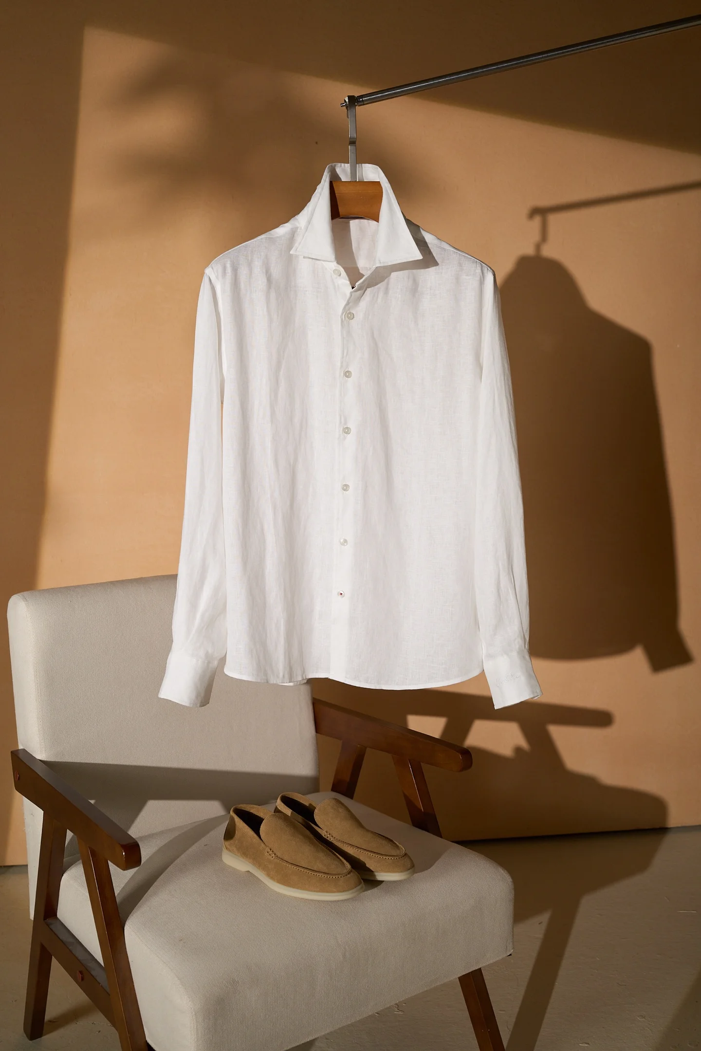 Italian Style Men's Casual Long Sleeve Shirt Linen Business Leisure Fashion Spring Summer Light Luxury Male Clothing