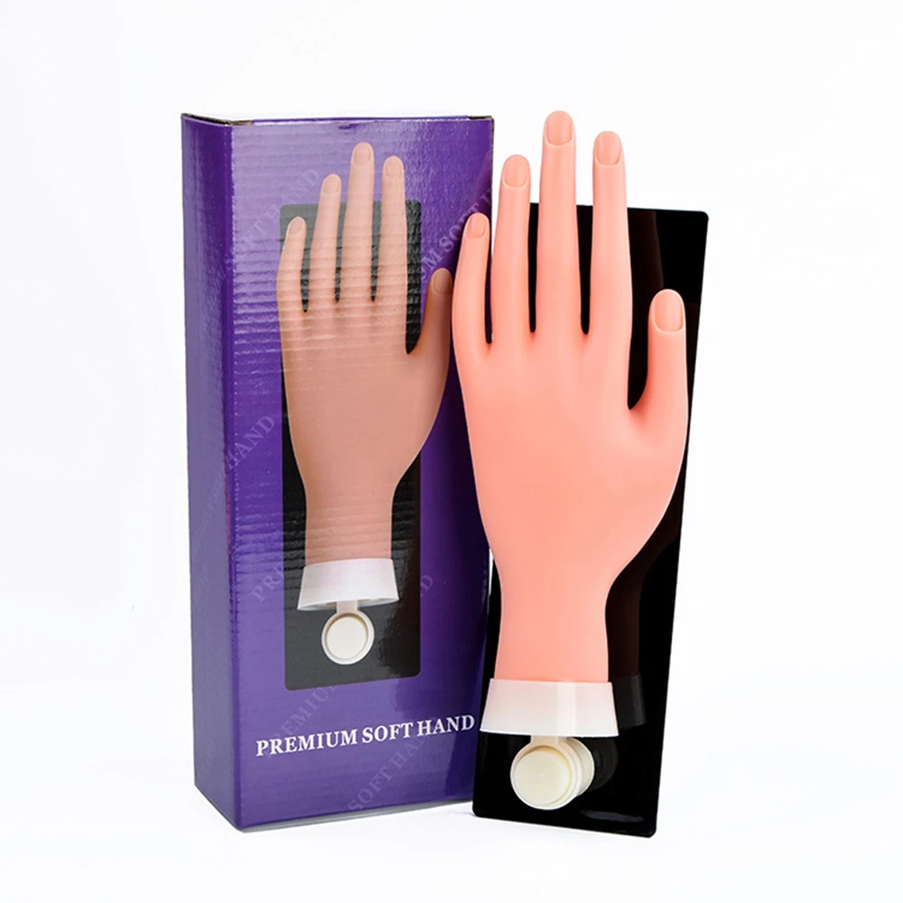 Two models Nail Training Hand Flexible Practice Plastic Mannequin Hand Nails Tips Art Training Hand for Nail Acrylic Fixed Plate