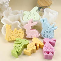 Rabbit Silicone Molds-Easter Bunny Candle Mold 3D Flower Rabbit Plaster Resin Casting Molds DIY Perfect for Easter Decorations